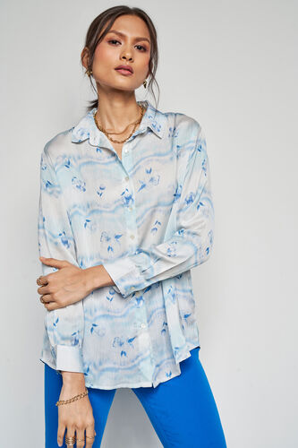 Floral Waves Top, Blue, image 1